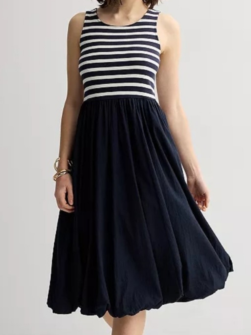 Nine West Sleeveless Nautical Dress With Bubble Skirt